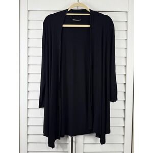 Urim Cardigan L Black Open Front Lightweight Rayon Blend Layering Piece